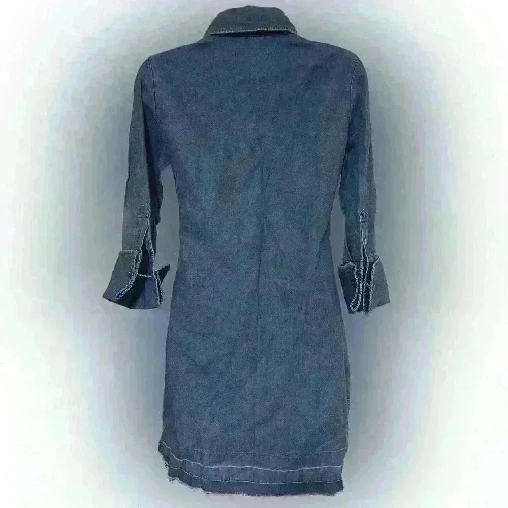 J Brand Cuff Link Denim Raw Hem Dress XS NWT - Picture 3 of 4
